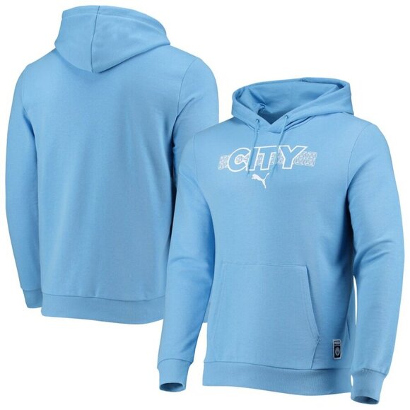 Adult Puma Sky Blue Manchester City FTBLCore Pullover Hoodie EPL Soccer XL - Picture 2 of 10